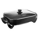 Brentwood 16in Electric Skillet With Glass Lid, 7-1/2inH x 12-1/4inW x 21inD, Black