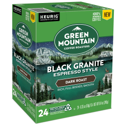 Green Mountain Coffee Single-Serve Coffee K-Cup, Black Granite Espresso, Carton Of 24 Pods