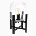 Simple Designs Wood Mounted Table Lamp, 13-7/16inH, Clear Shade/Black Base