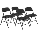 National Public Seating 2300 Series Deluxe Fabric-Upholstered Triple-Brace Premium Folding Chairs, Midnight Black, Pack Of 4 Chairs