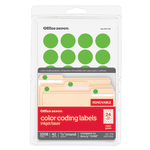 Office Depot Brand Removable Round Color-Coding Labels, OD98787, 3/4in, Green Neon, Pack Of 1,008