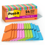 Post-it Super Sticky Notes, 3 in x 3 in, 24 Pads, 70 Sheets/Pad, 2x the Sticking Power, Back to School Supplies for Students, Sticky Notes for Textbooks and Notebooks, Energy Boost Collection