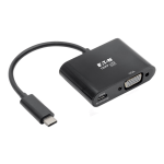 Eaton Tripp Lite Series USB-C to VGA Adapter w/PD Charging - USB 3.1 Gen 1, 1920 x 1080 (1080p), Thunderbolt 3, Black, USB Type C to VGA - Docking station - USB-C 3.1 / Thunderbolt 3 - VGA