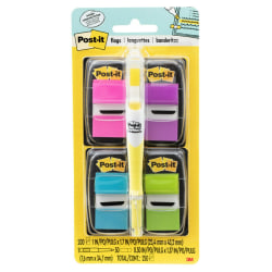 Post-it Notes Flags, With Flag Highlighter, Assorted Bright Colors, 50 Flags Per Pad, Pack Of 4 Pads