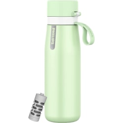 Philips GoZero Everyday Insulated Stainless-Steel Water Bottle With Filter, 18.6 Oz, Green