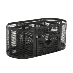 Rolodex Mesh Oval Pencil Cup And Organizer, 3 7/8inH x 4 1/2inW x 9 5/16inD, Black