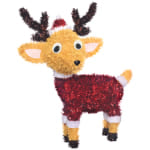 Amscan Christmas Deluxe 3D Tinsel Reindeer With Santa Hat, 13-1/2inH x 11-1/2inW x 5inD, Red