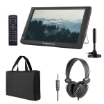 Trexonic Portable Rechargeable 14in LED TV With Amplified Antenna, Carry Bag And Headphones, Black, 995117419M