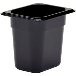 Cambro H-Pan High-Heat GN 1/8 Food Pans, 6inH x 5-3/16inW x 6-5/16inD, Black, Pack Of 6 Pans