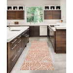 Linon Washable Indoor Rug, Brigid, 2ft x 8ft, Ivory/Rust