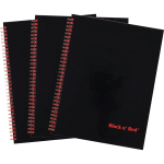 Black n Red Hardcover Twinwire Business Notebooks, 12in x 8 1/2in, Black/Red, Pack Of 3