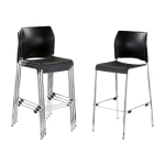 National Public Seating 8800 Series Cafetorium Plastic Stack Chairs, Black/Chrome, Set Of 4 Chairs