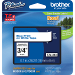 Brother TZe-243 Blue-On-White Tape, 0.75in x 26.2ft