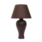 Simple Designs Curvy Ceramic Table Lamp, 19 1/2inH, Brown Shade/Brown Base