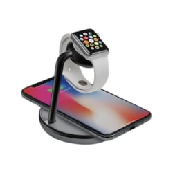 Kanex GoPower Watch Stand with Wireless Charging Base - Wireless charging stand / power adapter + AC power adapter - 5 Watt - 2 A (USB) - gray, black - for Apple iPhone 8, 8 Plus, X; Watch