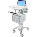 Ergotron StyleView Laptop Cart Desk Workstation 9 Drawers, 50-1/2inH x 17-1/2inW x 30-3/4inD, White/Gray