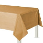 Amscan Flannel-Backed Vinyl Table Covers, 54in x 108in, Gold, Set Of 2 Covers