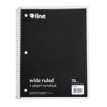 C-Line Wide Rule Spiral Notebooks, 8in x 10-1/2in, 1 Subject, 70 Sheets, Black, Case Of 24 Notebooks