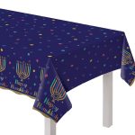 Amscan Hanukkah Joy Plastic Table Covers, 54in x 102in, Blue, Pack Of 3 Table Covers