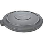 Rubbermaid Commercial Brute 32-Gallon Container Flat Lids - Round - Plastic - 6 / Carton - Gray