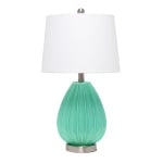 Lalia Home Pleated Table Lamp, 23-1/4inH, White Shade/Seafoam Base