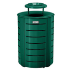 Suncast Commercial Metal Trash Can With Lid, 35-Gallon, Green