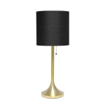 Simple Designs Tapered Table Lamp, 21inH, Black Shade/Gold Base