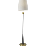 Adesso Francis Floor Lamp, 61inH, Off-White Shade/Black And Antique Brass Base