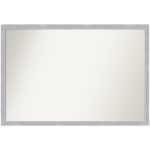 Amanti Art Narrow Non-Beveled Rectangle Framed Bathroom Wall Mirror, 26in x 38in, Grace Brushed Nickel