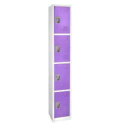 Alpine AdirOffice 4-Tier Steel Locker, 72inH x 12inW x 12inD, Purple