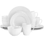 Gibson Home Classic Pearl 16-Piece Fine Ceramic Dinnerware Set, White