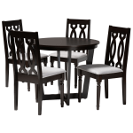 Baxton Studio Julie 5-Piece Dining Set, 29-15/16inH x 35-7/16inW x 35-7/16inD, Gray/Dark Brown