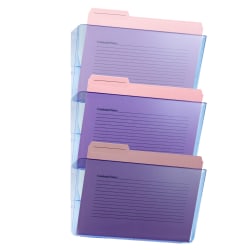 Officemate Blue Glacier Wall Files, 15in x 13in x 4 1/8in, Blue, Pack Of 3