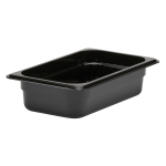 Cambro Camwear GN 1/4 Size 2in Food Pans, 2inH x 6-3/8inW x 10-1/2inD, Black, Set Of 6 Pans