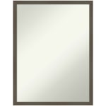 Amanti Art Non-Beveled Rectangle Wood Framed Bathroom Wall Mirror, 25-1/2inH x 19-1/2inW x 1inD, Svelte Clay Gray