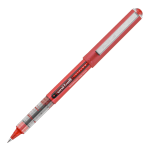 uni-ball Vision Liquid Ink Rollerball Pens, Ultra Micro Point, 0.38 mm, Red Barrel, Red Ink, Pack Of 12 Pens