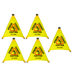 Alpine Industries Multilingual Pop-Up Wet Floor Signs, 22-1/4in x 3in, Yellow, Pack Of 5 Signs