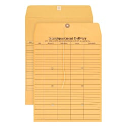 Office Depot Brand Interdepartment Envelopes, 10in x 13in, Brown Kraft, Box Of 100