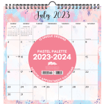 2023-2024 Willow Creek Press Monthly At A Glance Spiral Wall Art Calendar, 12in x 12in, Pastel Palette, July 2023 To June 2024