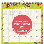 2023-2024 Willow Creek Press Monthly At A Glance Spiral Wall Art Calendar, 12in x 12in, Modern Floral, July 2023 To June 2024