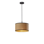 Adesso Harvest Drum Lamp, 15inW, Natural Shade/Black Base