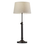 Adesso Simplee Mitchell 2-Piece Table Lamp Set, Natural Shades/Antique Black Bases