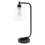 Lalia Home Modern Iron Desk Lamp, 19inH, Black/Clear