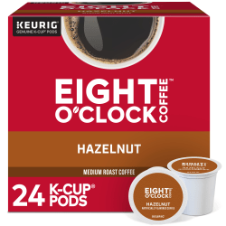 Eight O-Clock Single-Serve Coffee K-Cup Pods, Hazelnut, Carton Of 24