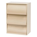 IRIS 33inH 3-Tier-Shelf With Pocket Doors, Light Brown