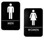 Alpine Men And Women Restroom Signs, 9in x 6in, Black/White, Pack Of 14 Signs