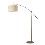 Adesso Adler Arc Lamp, 81inH, Cream/Antique Brass