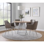 LumiSource Canary Contemporary Dining Table, 29-1/2inH x 29-1/2inW x 43-1/2inD, Silver/Natural