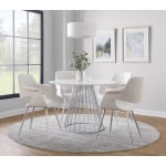 LumiSource Canary Contemporary Dining Table, 29-1/2inH x 29-1/2inW x 43-1/2inD, Silver/White