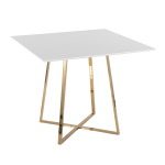 LumiSource Cosmo Contemporary Glam Square Dining Table, 36inH x 36inW x 36inD, Gold/White